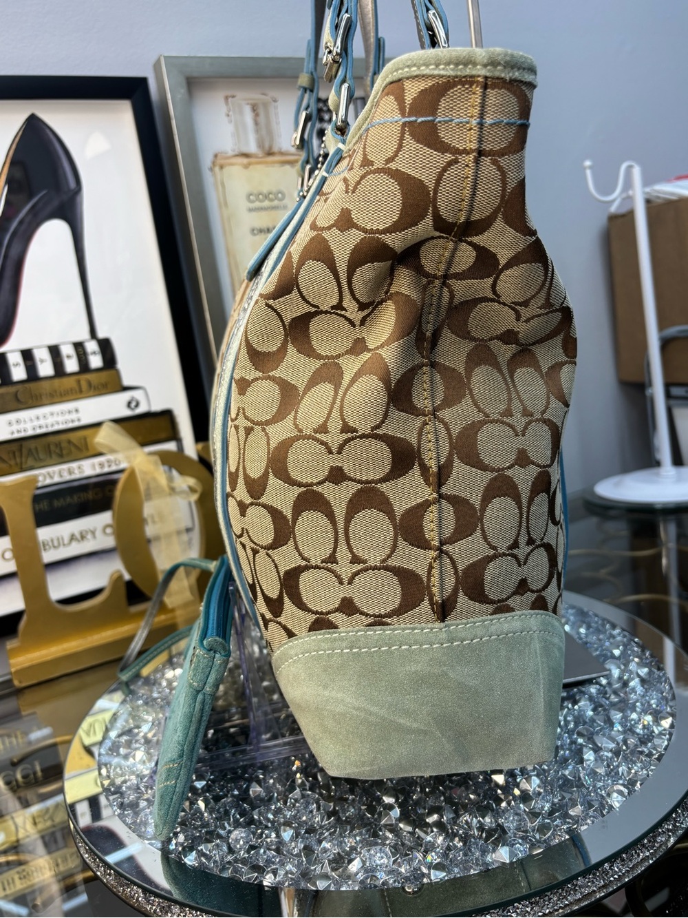 Coach 2005 vintage y2k Signature Gallery Beaded Tote w/ matching wallet GUC - Picture 10 of 17